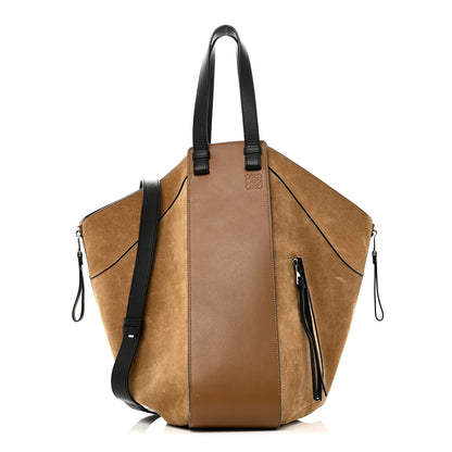 Loewe Calfskin Suede Hammock Shoulder Bag Oak Dark Gold Black 1 of 9
