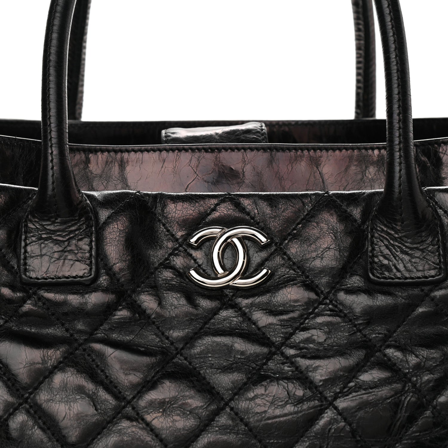 Chanel Glazed Calfskin Quilted Large New Portobello Tote Black 7 of 12