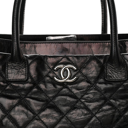 Chanel Glazed Calfskin Quilted Large New Portobello Tote Black 7 of 12