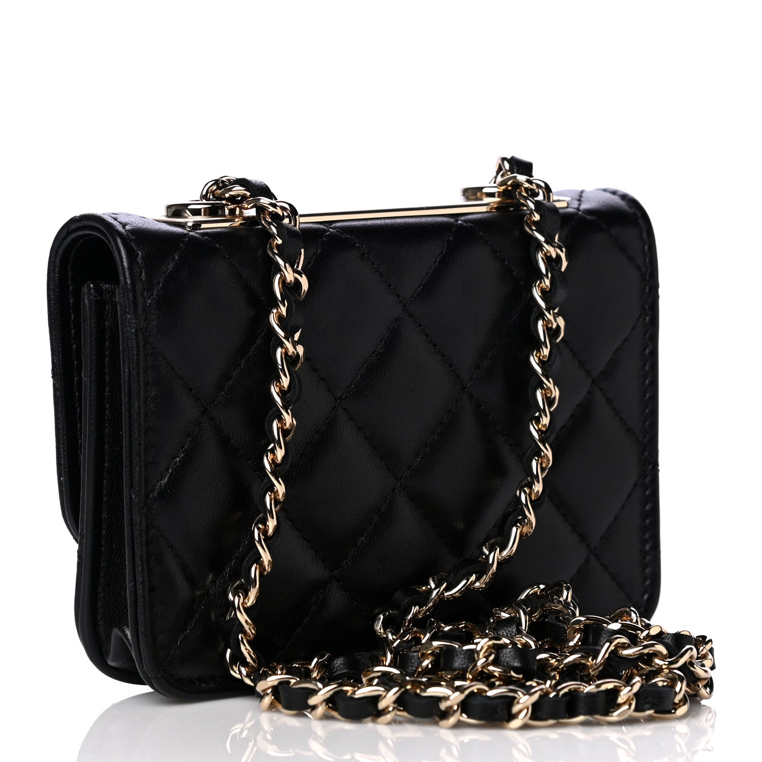 Chanel Lambskin Quilted Trendy CC Card Holder On Chain Black 2 of 5