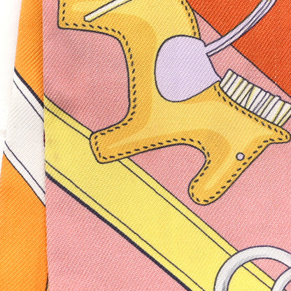 Hermes Silk Brides et Gris Twilly Orange Jaune Rose 4 of 5