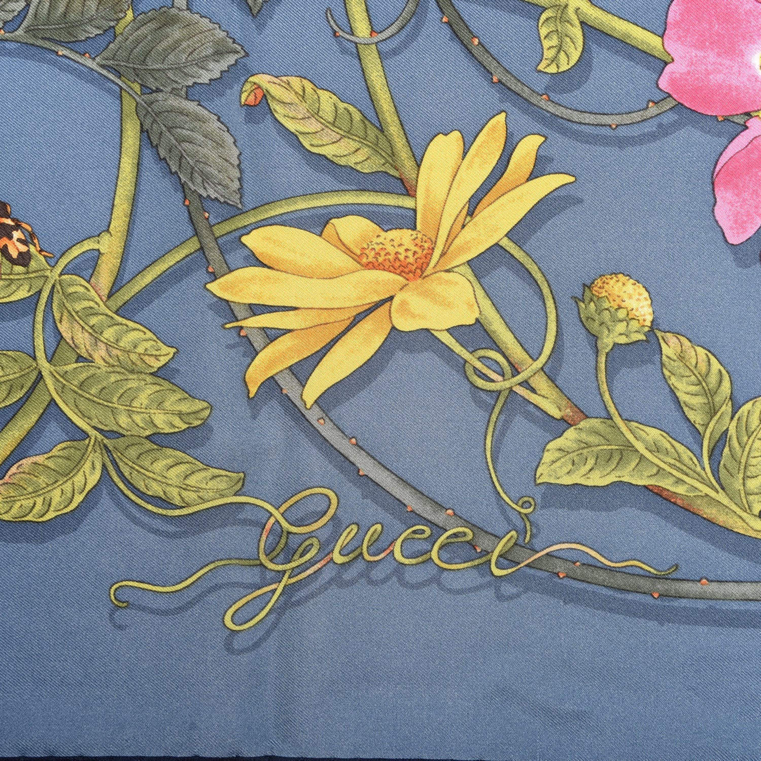 Gucci Silk Twill Flowerwebby Square Scarf Sky Blue 5 of 5