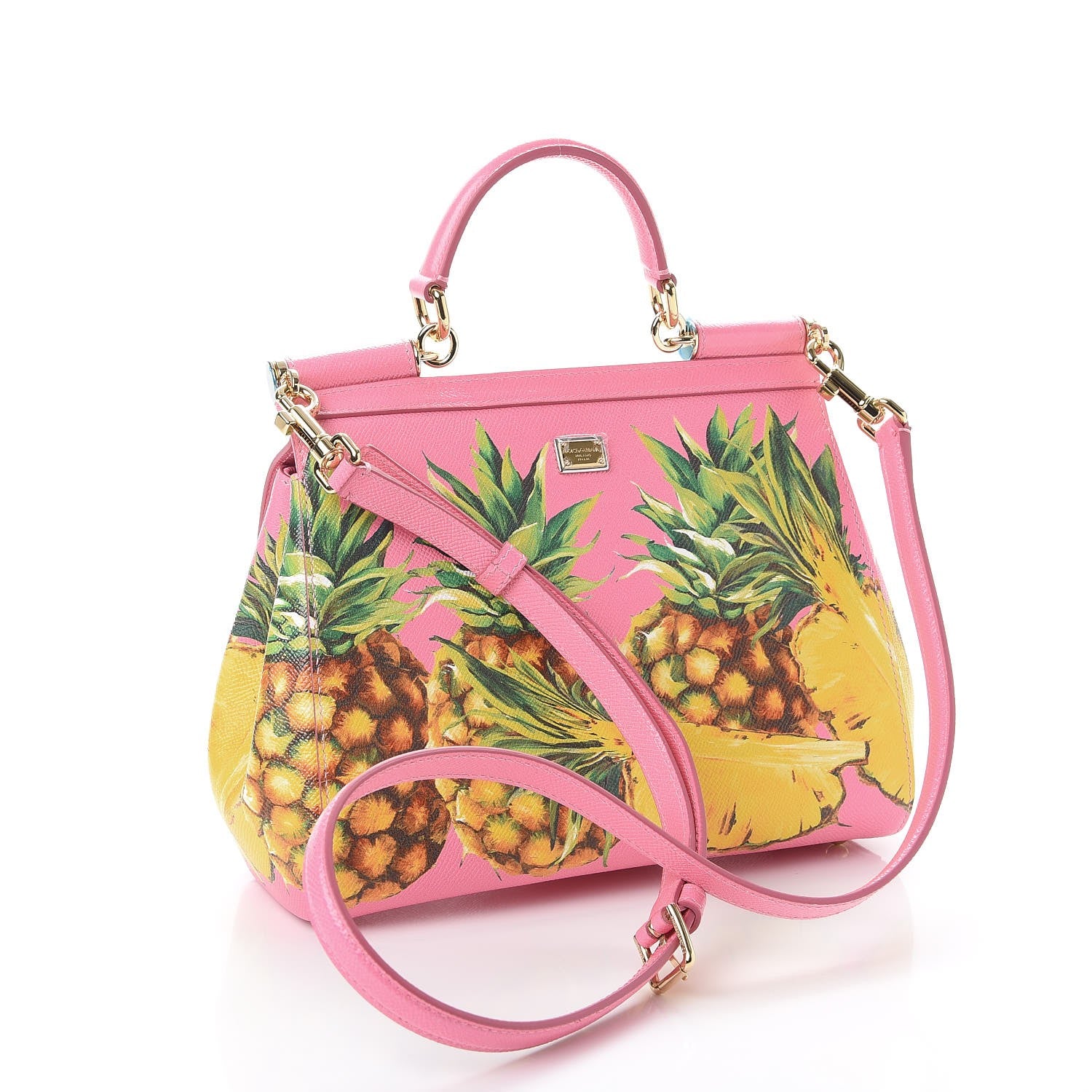 Dolce & Gabbana Dauphine Pineapple Print Medium Miss Sicily Satchel Rosa 3 of 9