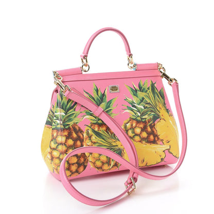 Dolce & Gabbana Dauphine Pineapple Print Medium Miss Sicily Satchel Rosa 3 of 9
