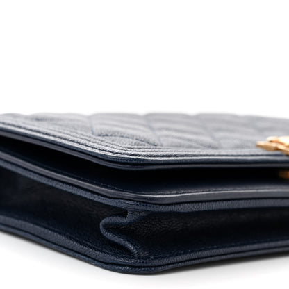 Chanel Caviar Quilted Boy Wallet On Chain WOC Navy 10 of 13