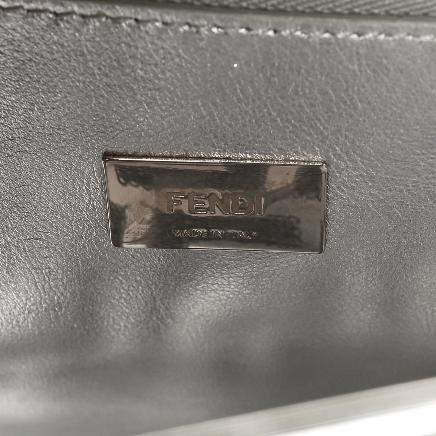 PVC Vitello Catalan Mirror Sequin FF Medium Peekaboo Iconic Satchel Argento