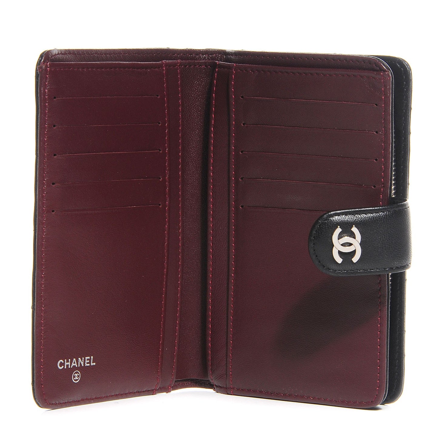 Lambskin Quilted L-Zip Pocket Wallet Black