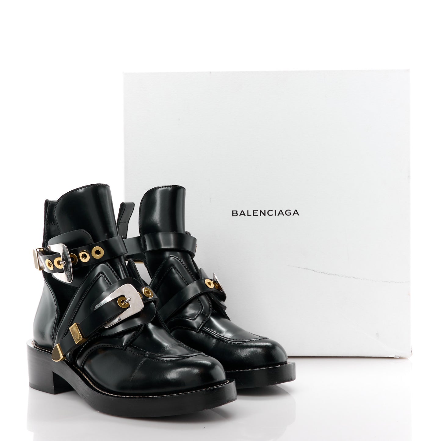 Brushed Calfskin Ceinture Ankle Boots 37.5 Black