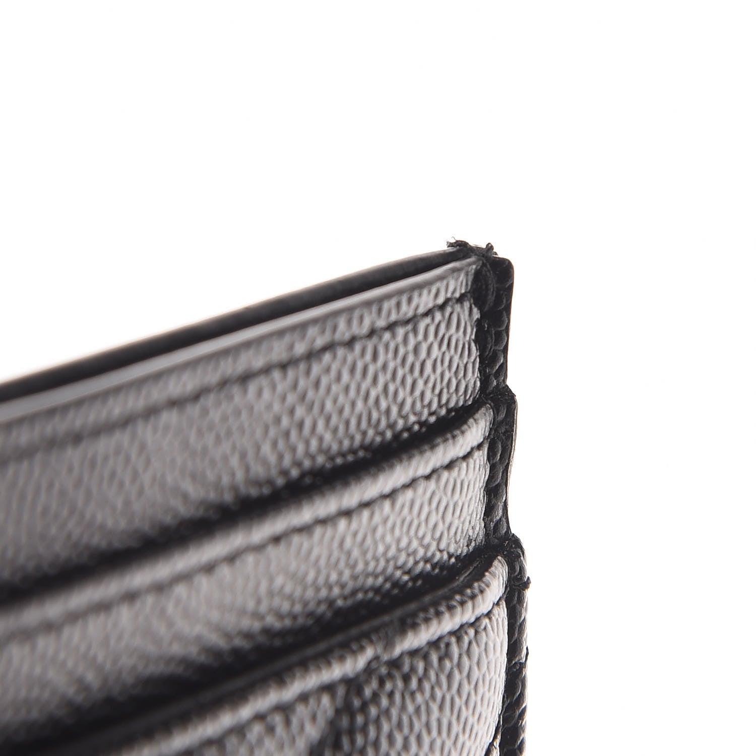 Saint Laurent Grain De Poudre Matelasse Chevron Monogram Credit Card Case Black 8 of 8