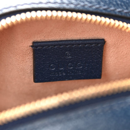 Gucci Soft Textured Calfskin Web Mini Ophidia Round Shoulder Bag Blue Agata 6 of 11
