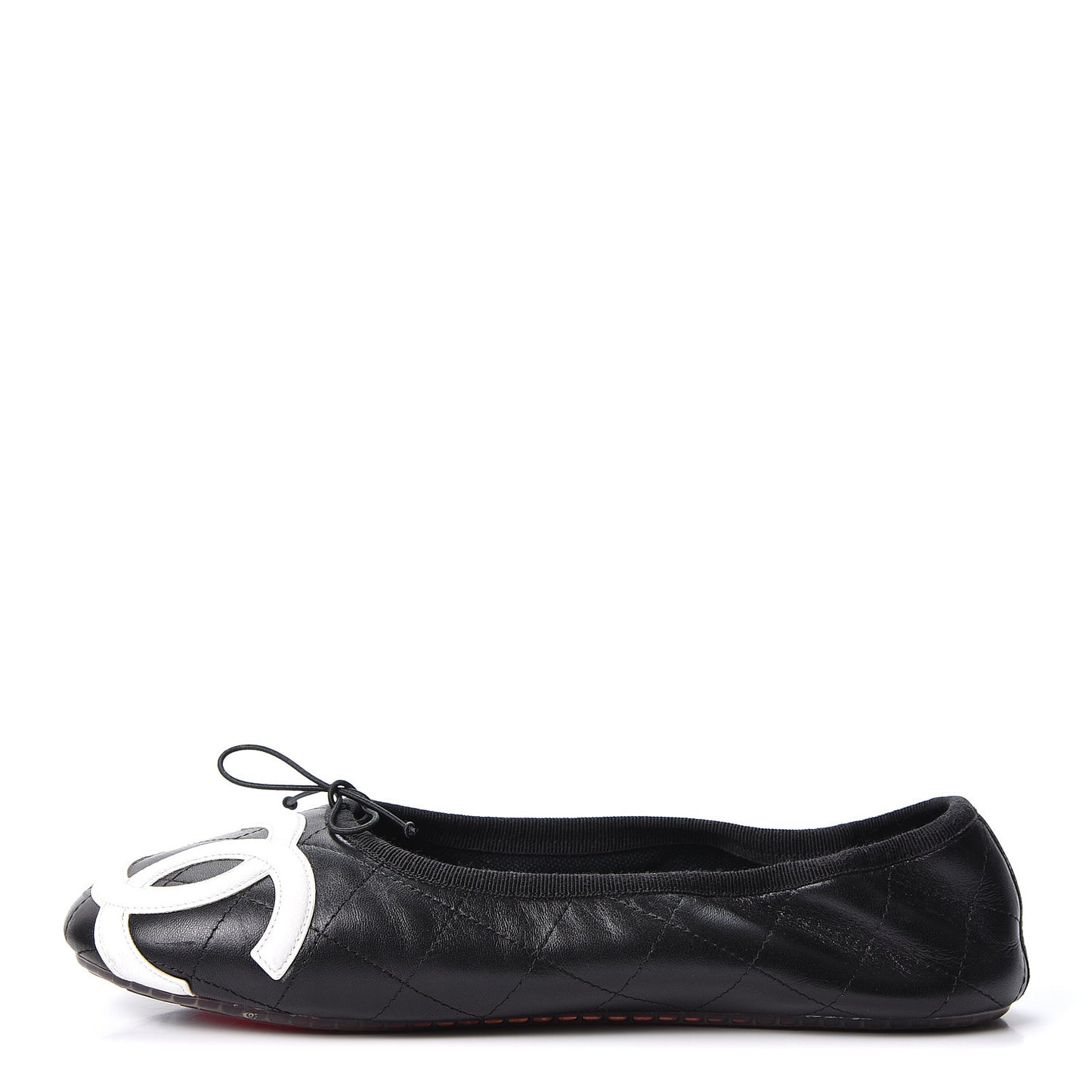 Lambskin Quilted Cambon Ballerina Flats 42 Black