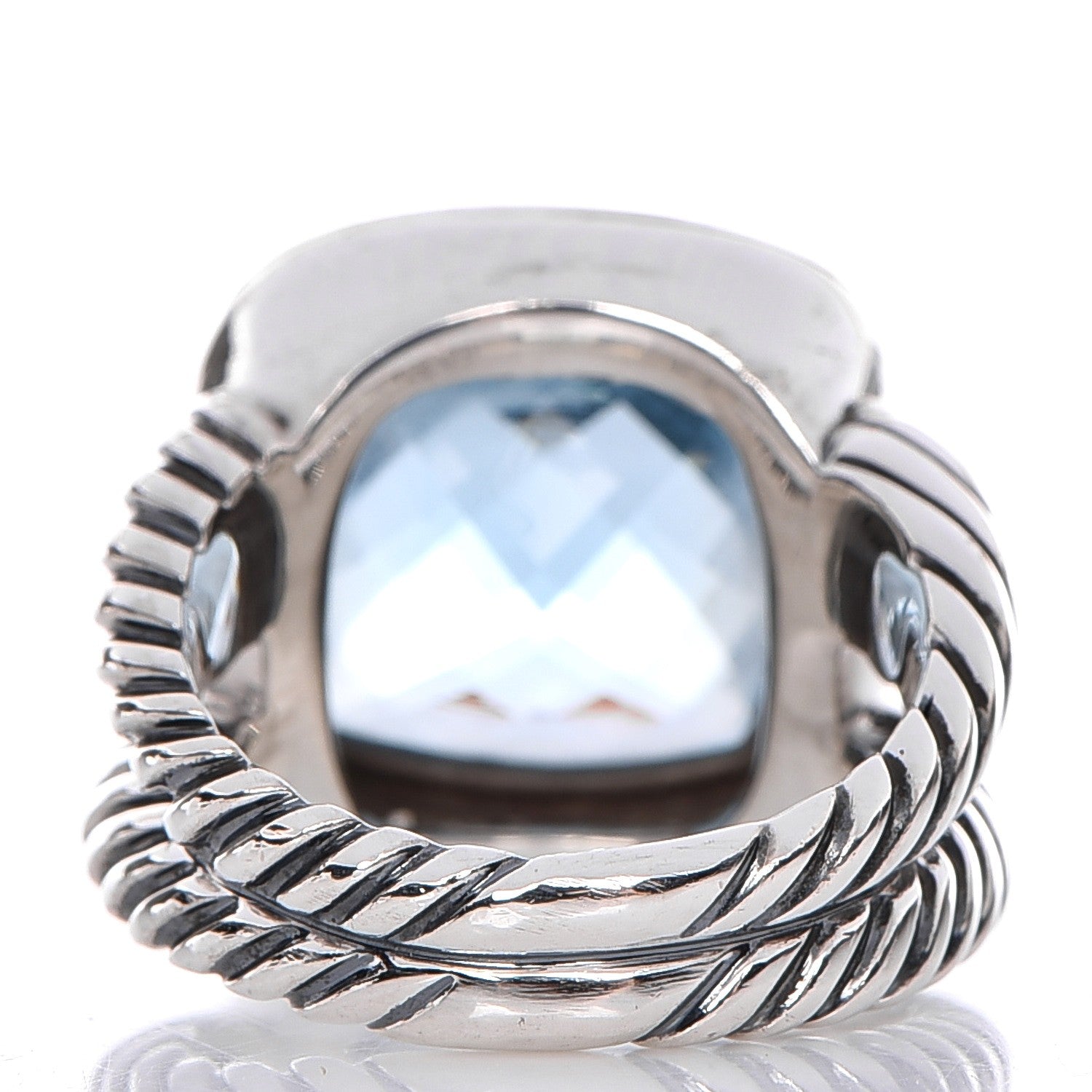 David Yurman Sterling Silver Diamond Blue Topaz 14mm Albion Ring 54 7 3 of 7