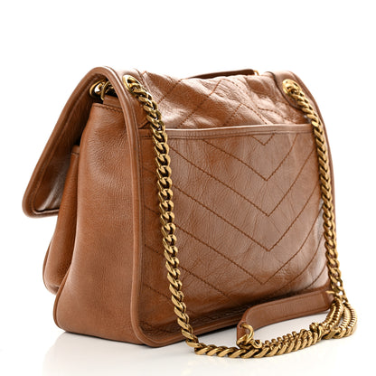 Saint Laurent Crinkled Calfskin Matelasse Monogram Medium Niki Chain Satchel Caramel 3 of 10