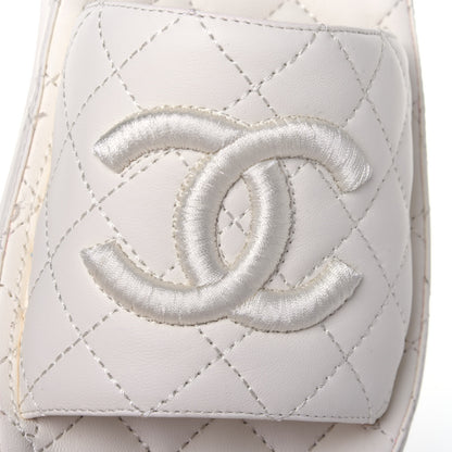 Chanel Lambskin Quilted CC Mules Sandals 36 Ivory 11 of 12