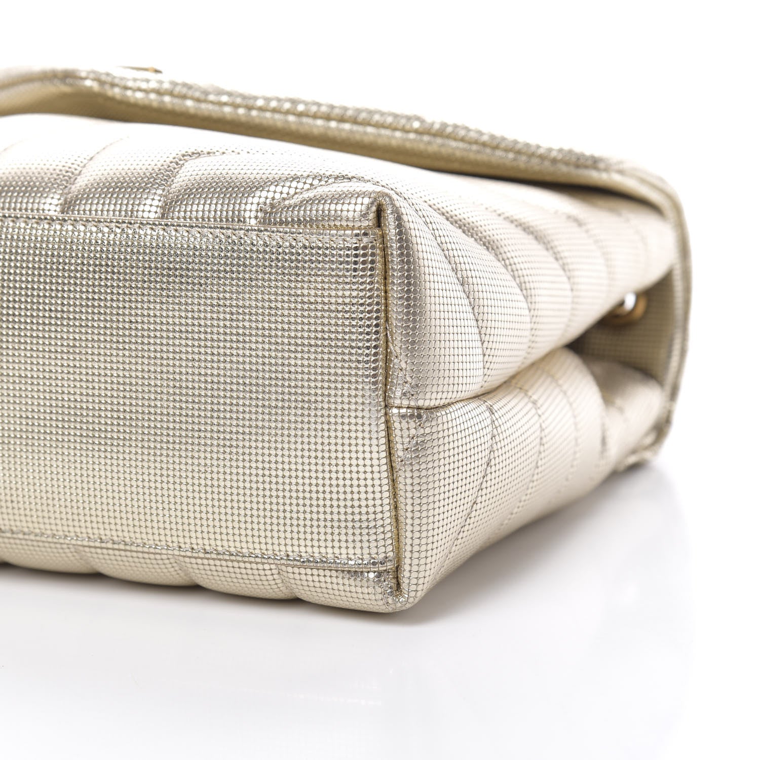 Saint Laurent Metallic Calfskin Y Quilted Small Loulou Monogram Chain Satchel Platino 10 of 12