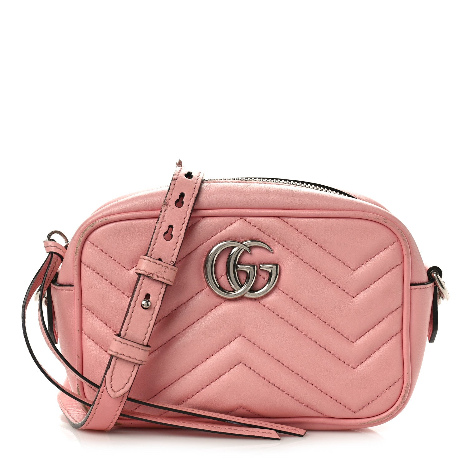 Gucci Calfskin Matelasse Mini GG Marmont Chain Shoulder Bag Wild Rose 1 of 14