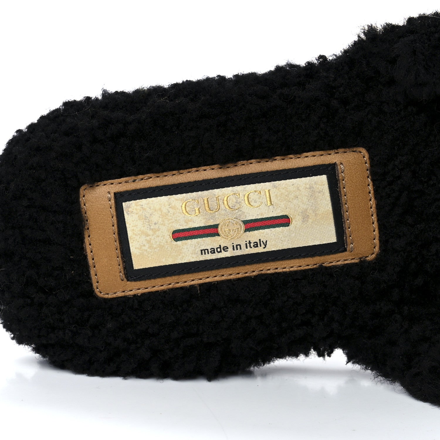 Gucci Shearling Interlocking G Womens Eileen Slippers 37.5 Black Butterscotch 7 of 8