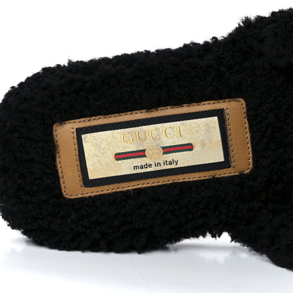 Gucci Shearling Interlocking G Womens Eileen Slippers 37.5 Black Butterscotch 7 of 8