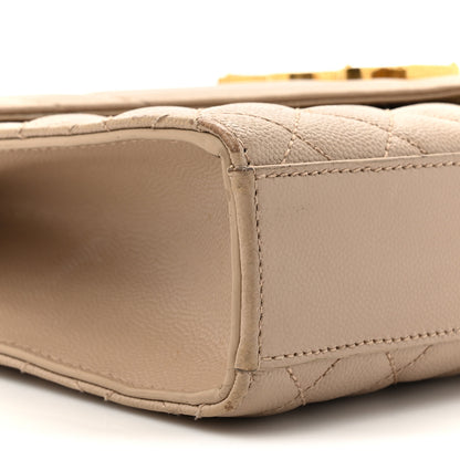 Saint Laurent Grain De Poudre Textured Mixed Matelasse Medium Triquilt Monogram Satchel Dark Beige 10 of 15