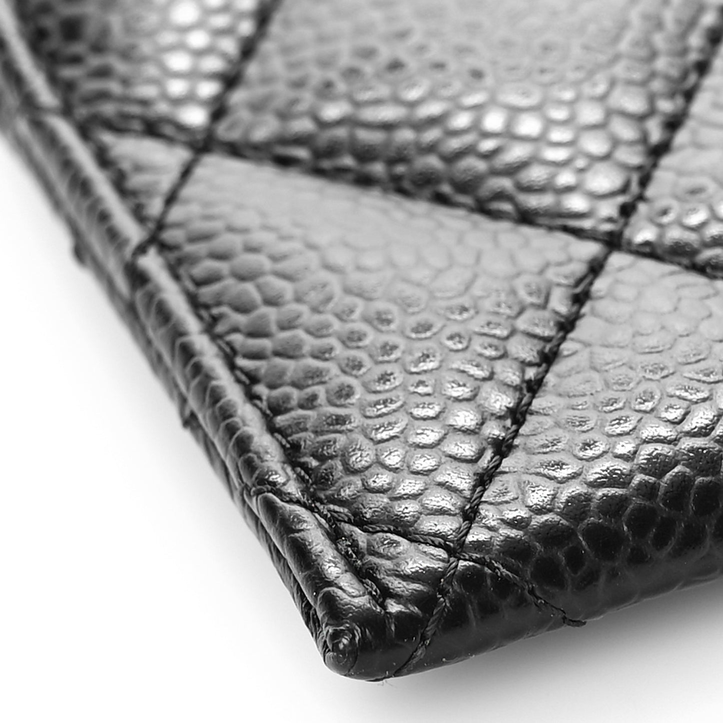 Caviar Quilted Card Holder Black