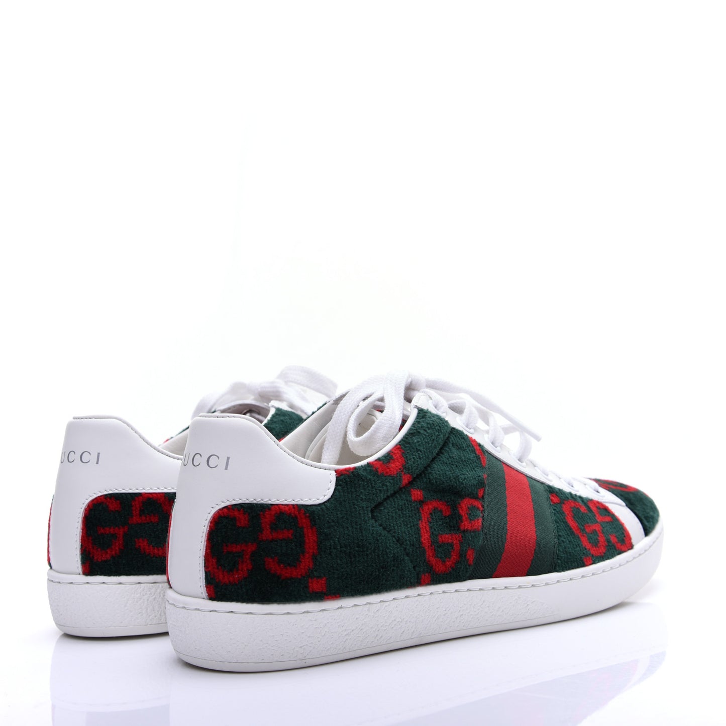 Terry Cloth GG Monogram Web Womens Ace Sneakers 36.5 Green Red