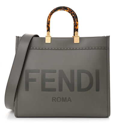 Fendi Vitello King Plexiglass Logo Embossed Medium Fendi Sunshine Shopper Tote Moon 1 of 10
