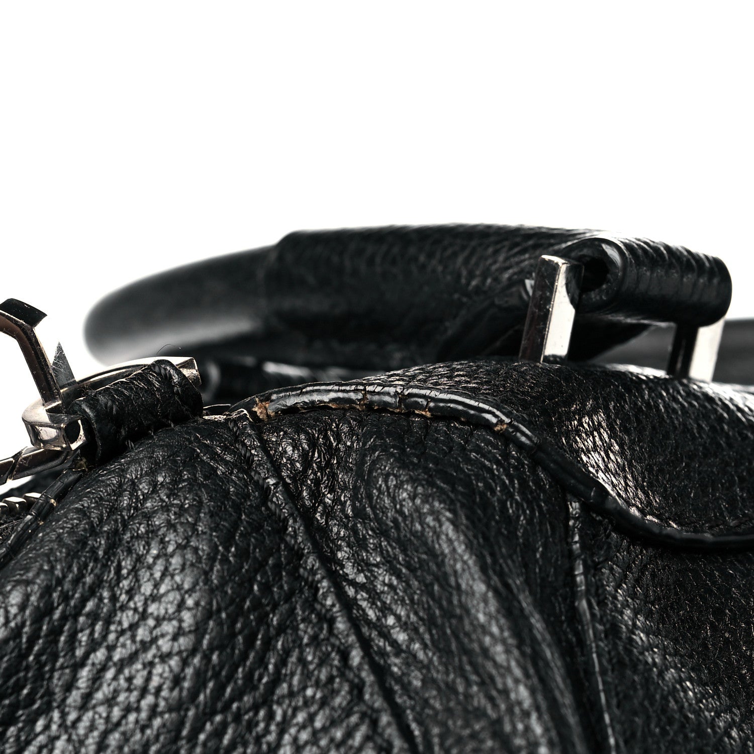 Alexander Wang Pebbled Calfskin Large Emile Black Silver Hardware 16 of 26