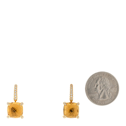 David Yurman 18K Yellow Gold Diamond Citrine 11mm Chatelaine Drop Earrings 2 of 4