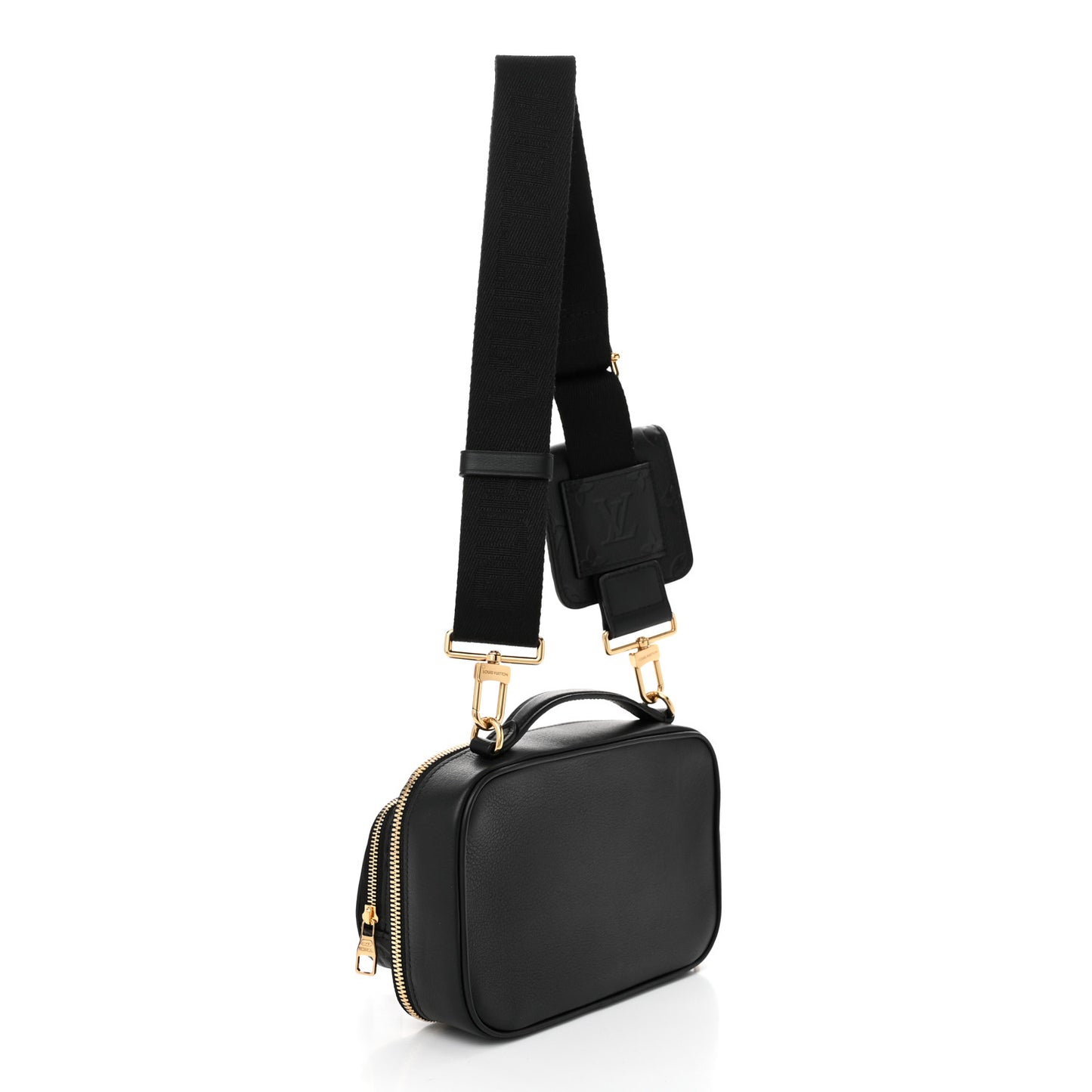 Calfskin Monogram Embossed Utility Crossbody Black