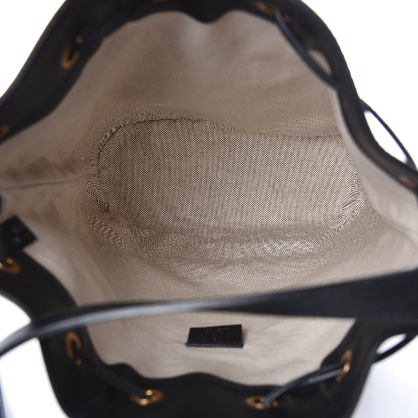 Velvet GG Monogram Textured Calfskin Web Bucket Bag Brown Black