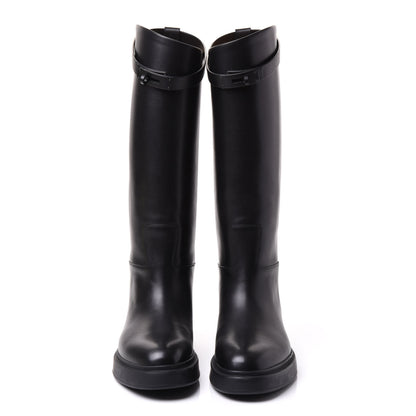 Hermes Calfskin Variation Monochromatic Boots 37 Black 3 of 9