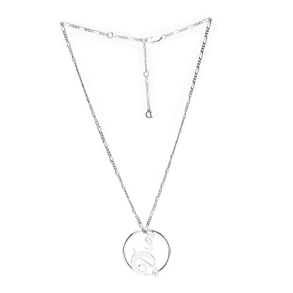 Christian Dior Metal Logo Round Necklace Silver 3 of 4