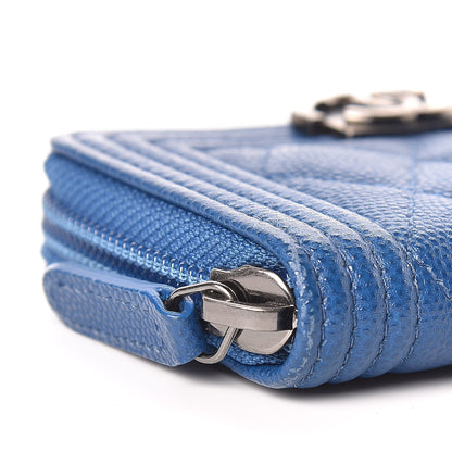 Chanel Caviar Quilted Boy Zip Around Coin Purse Wallet Dark Blue 12 of 14