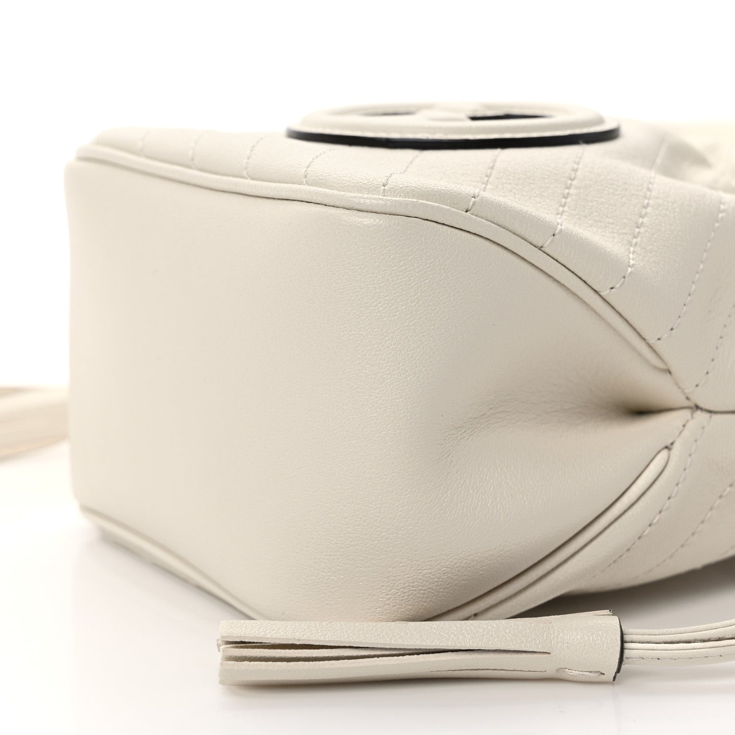 Sakai Be Green Calfskin Diagonal Stitched Mini Blondie Bucket Bag Mystic White