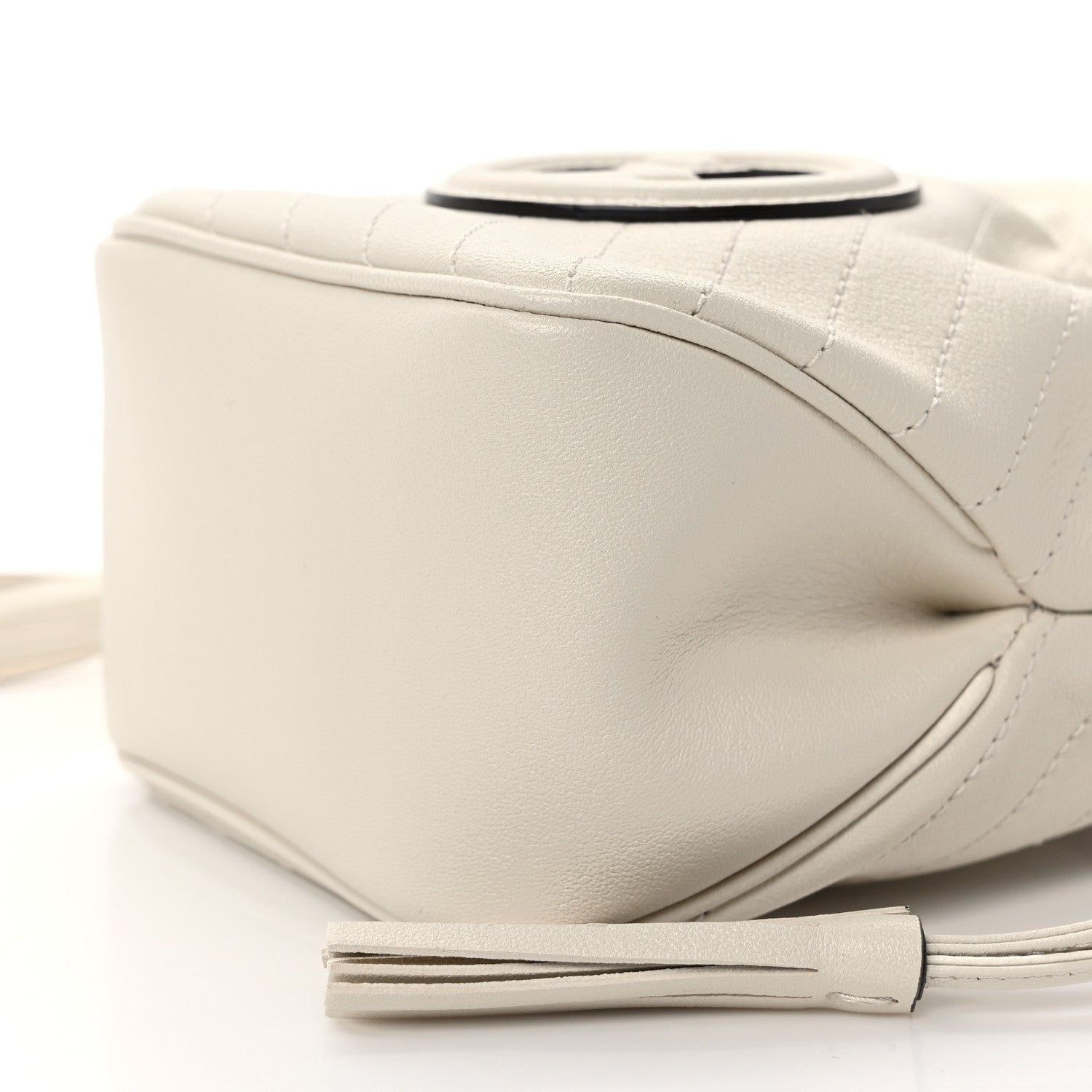 Gucci Sakai Be Green Calfskin Diagonal Stitched Mini Blondie Bucket Bag Mystic White 9 of 10