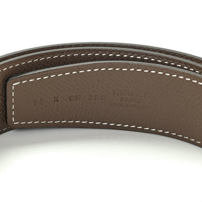 Hermes Swift Epsom 32mm Belt Strap Black Etoupe 5 of 8
