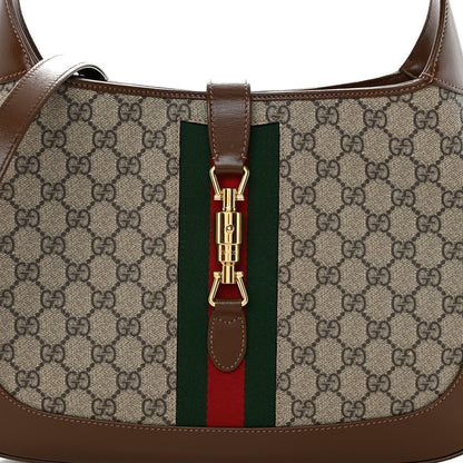 Gucci GG Supreme Monogram Azalea Calfskin Web Medium Jackie 1961 Hobo Beige Ebony Brown Sugar 8 of 10