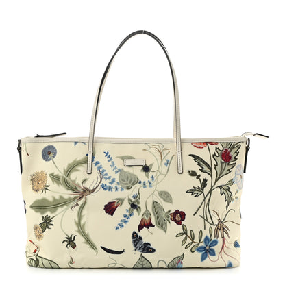 Gucci Canvas Flora Knight Medium Zippered Tote White 1 of 11