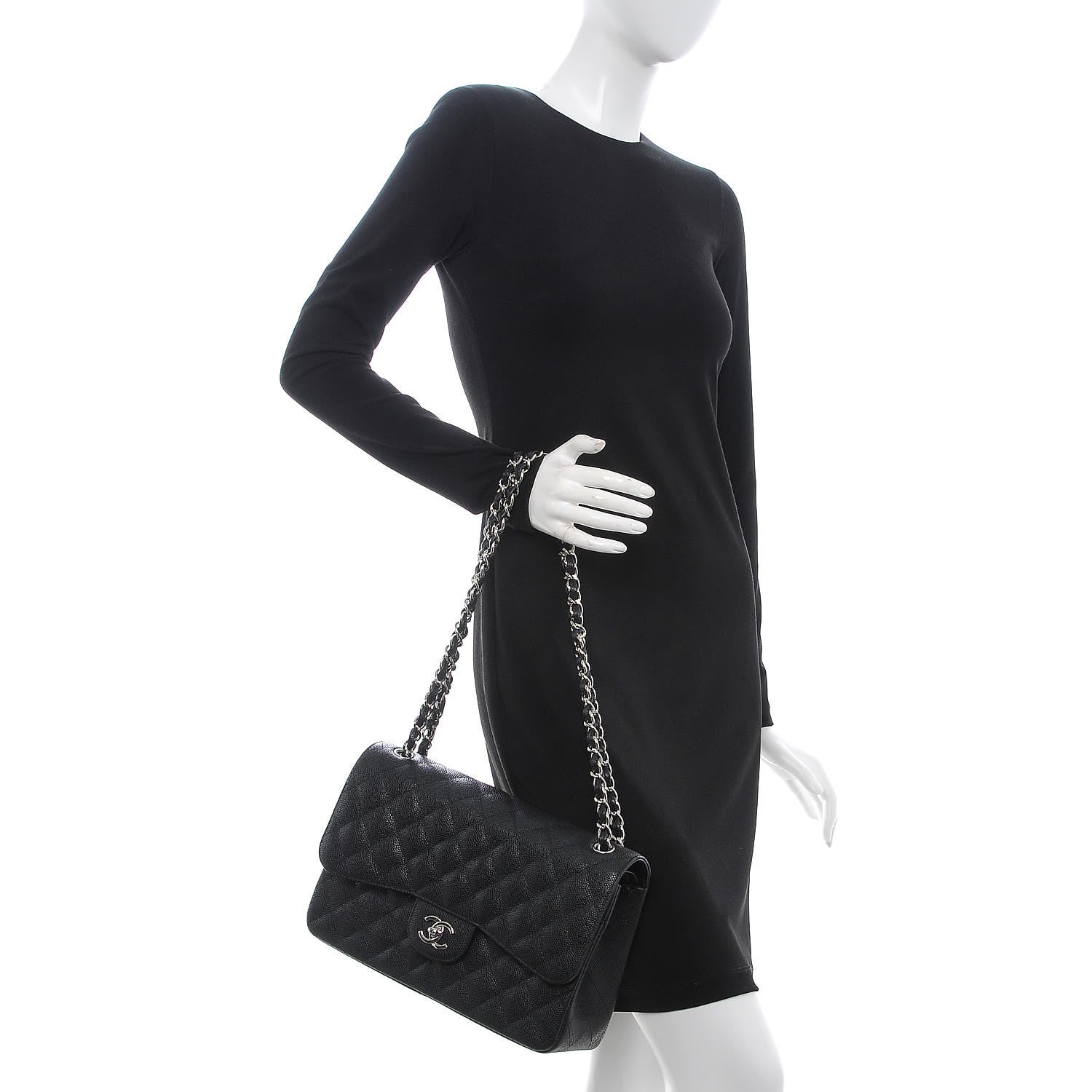 Chanel Caviar Quilted Jumbo Double Flap Black 2 of 9