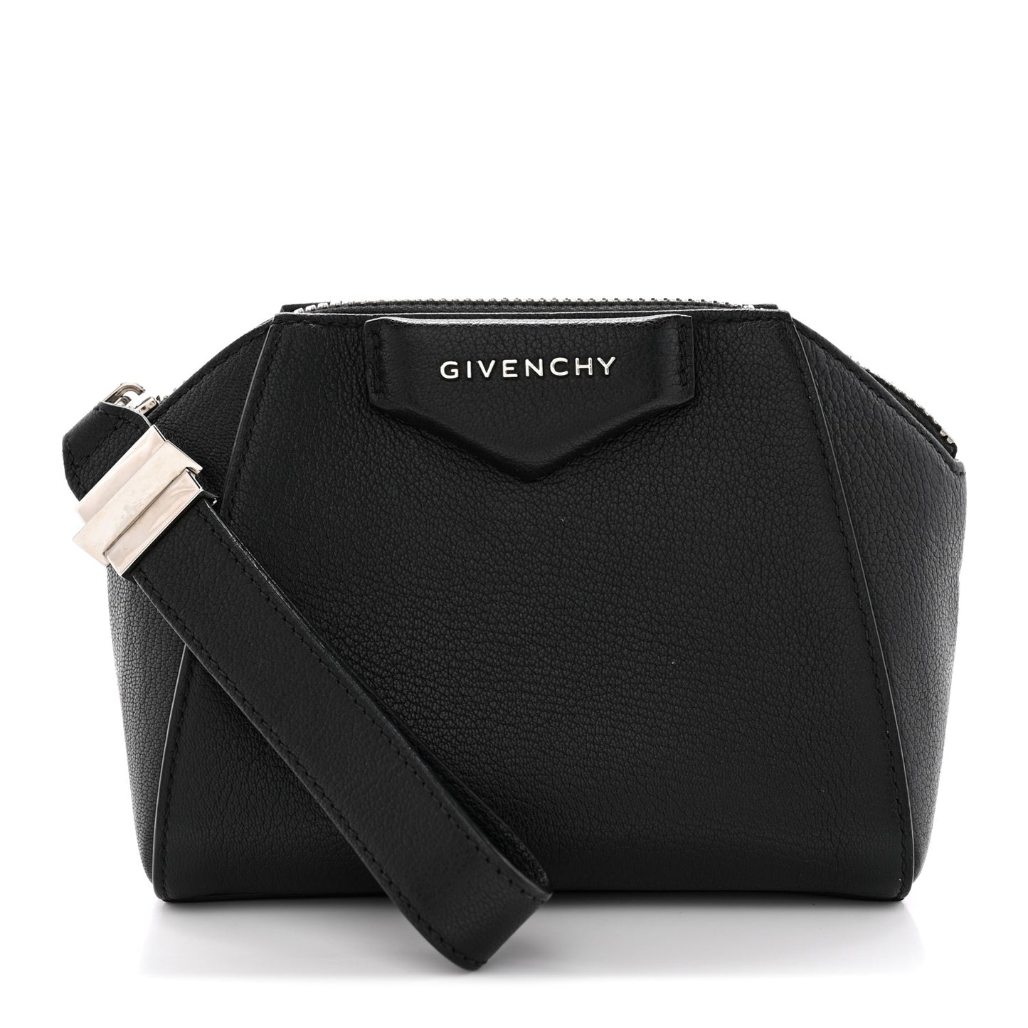 Sugar Goatskin Small Antigona Beauty Wristlet Black