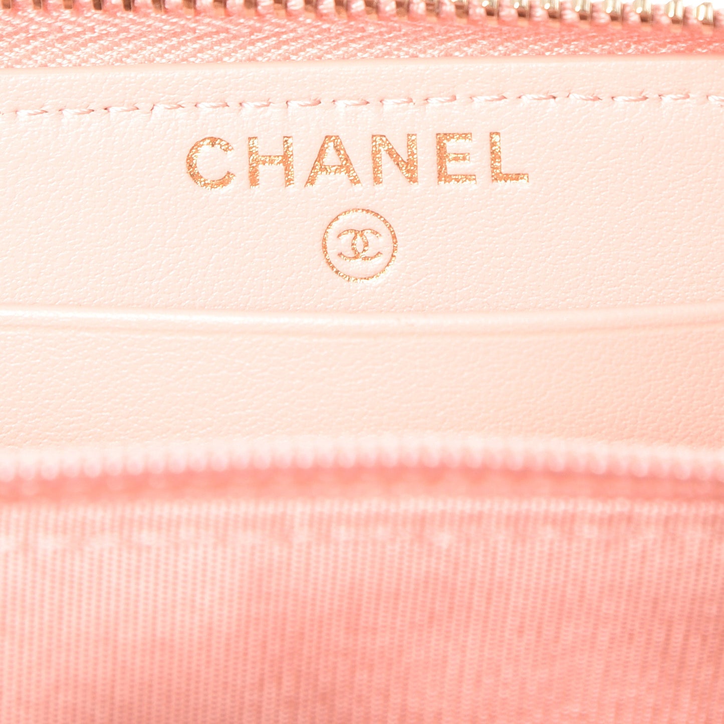 Caviar Camellia Embossed Small Zip Around Wallet Pink