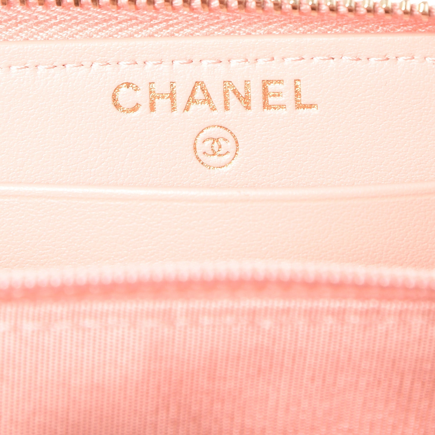 Chanel Caviar Camellia Embossed Small Zip Around Wallet Pink 7 of 11
