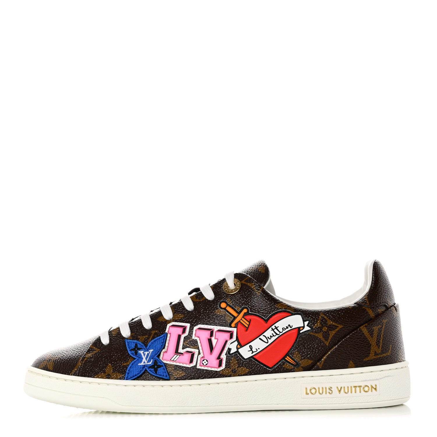 Louis Vuitton Calfskin Monogram LV Black Heart Sneakers 38 Cacao 1 of 9