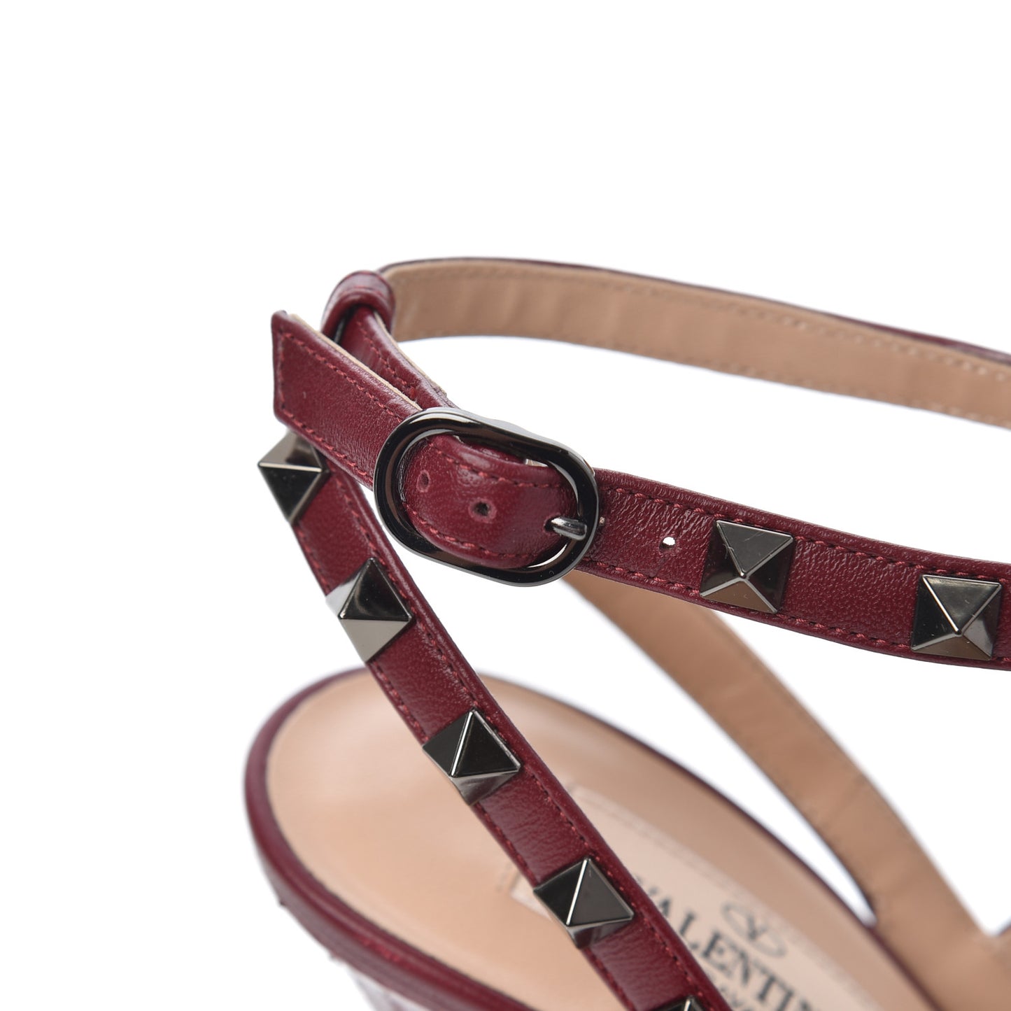 Ayers Snakeskin Rockstud Ankle Strap 100mm Pumps 36 Cerise
