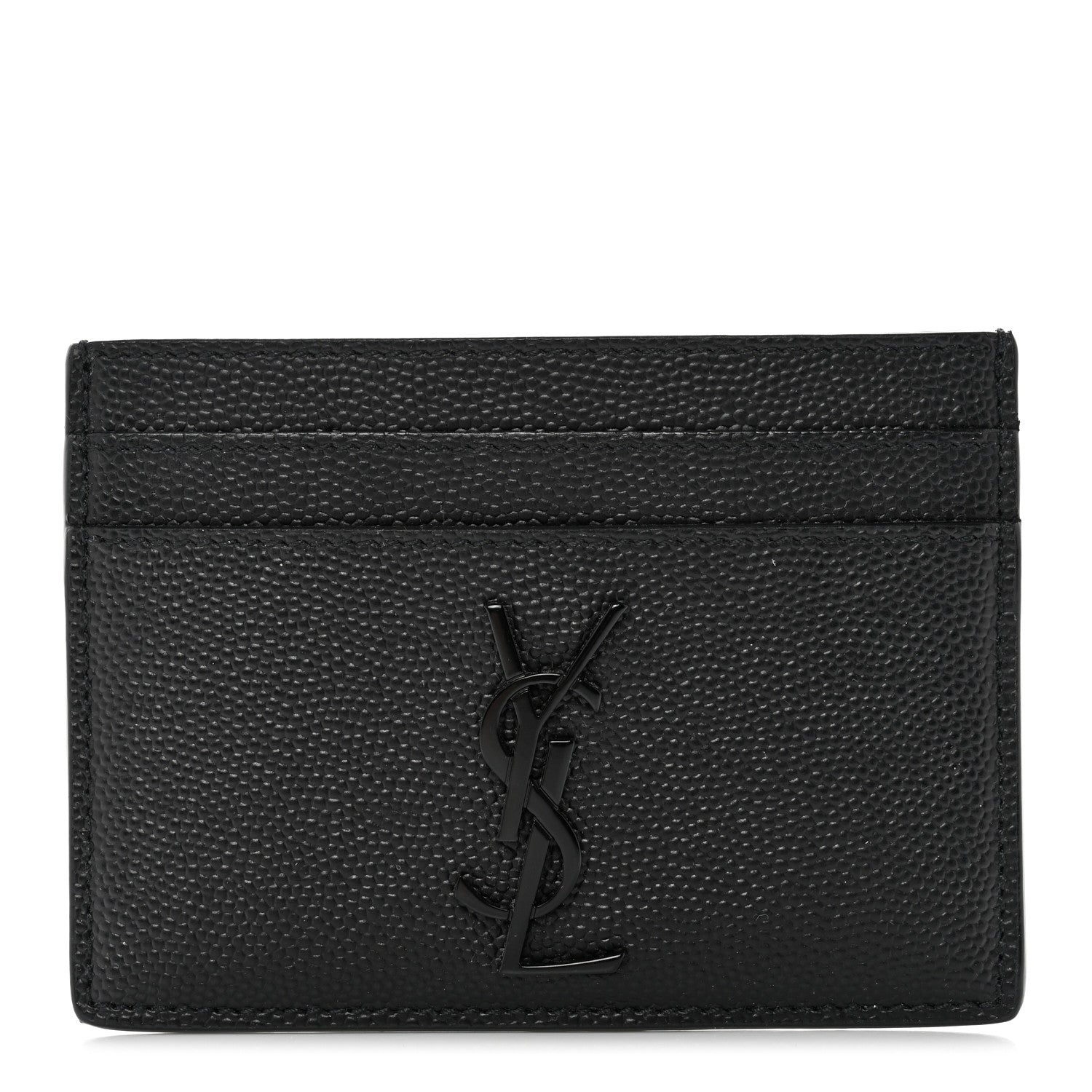 Saint Laurent Grain De Poudre Monogram Credit Card Case Black 1 of 7