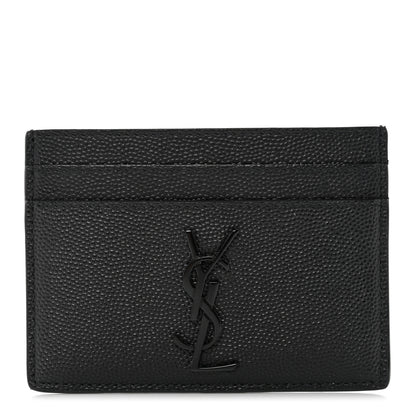 Saint Laurent Grain De Poudre Monogram Credit Card Case Black 1 of 7