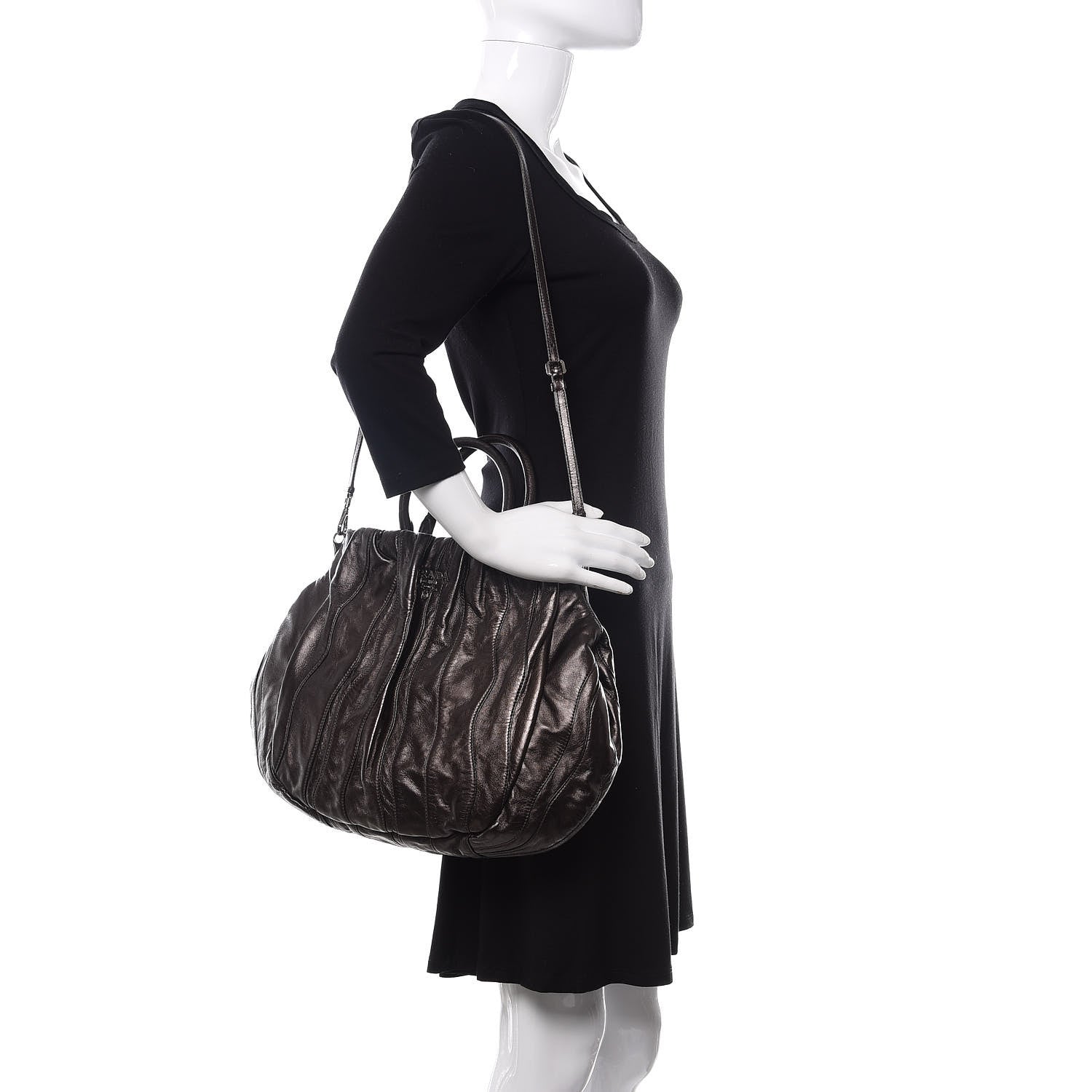 Prada Nappa Stripes Tote Black 2 of 8