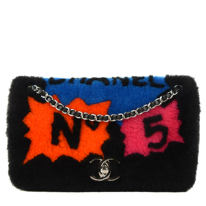 Chanel Shearling Lambskin Medium 100% Flap Black 1 of 9
