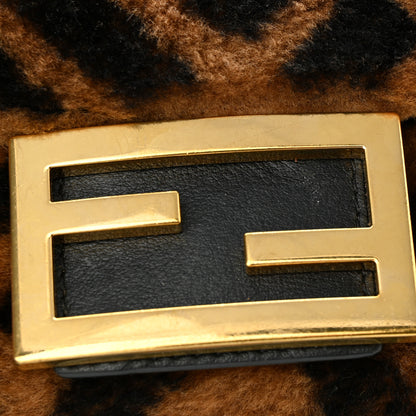 Fendi Shearling Vitello Dolce Macro FF 1974 Mini Baguette Tobacco Black 11 of 11