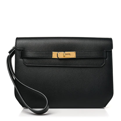 Hermes Epsom Kelly Depeches 25 Pouch Black 1 of 10